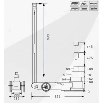 斯耐特60t气动液压千斤顶s60-3jc卧式气动千斤顶福州斯奈特气顶卧