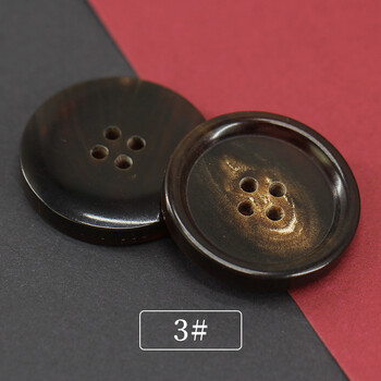 真牛角扣牛角纹天然牛角纽扣男西装西服扣子大衣风衣扣圆形 深咖啡