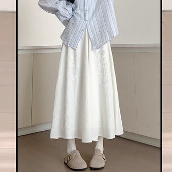 翰榆女生衣服夏天白色裙裤女2024新款春秋高腰a字休闲阔腿裤夏季小个