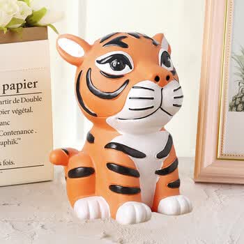 石膏娃娃彩绘白胚画公仔儿童手工玩偶搪胶陶瓷存钱罐玩具b001老虎配8