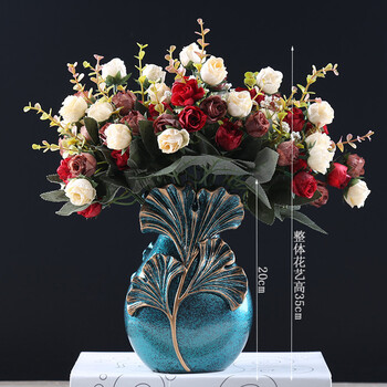 欧式花瓶摆件客厅插花桌面电视柜干花花器餐桌酒柜装饰品摆设描金银杏