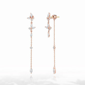 爱帛哆aiboduo18春季耳饰美国d色莫桑钻耳钉黄色马眼仙女耳坠女款18