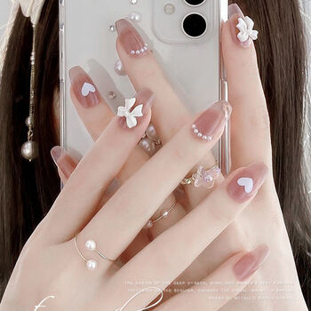抖音网红美甲贴片假指甲贴可拆卸穿戴甲学生新娘美甲成品防水带钻