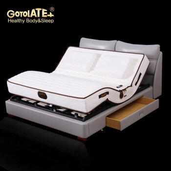 歌蕾丝（Gotolatex） 智能电动升降床现代简约真皮床储物齐边床双人多功能按摩床 L52 配七区乳胶电动升降床垫21cm厚 1800mm*2000mm