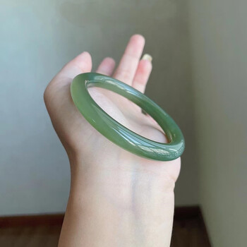 tox新疆和田玉手镯青玉湖水绿玉镯少女款细圆条送女友美人镯 60-61mm