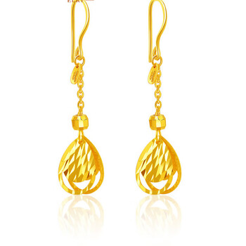 暮璃黄金耳坠金耳环女长款流苏水滴耳环足金999.