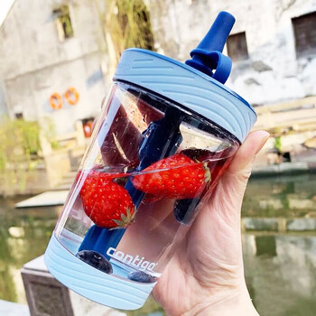 contigo美国康迪克冷萃杯大人儿童吸管杯草莓蜜蜂喜茶水杯海洋蓝500ml