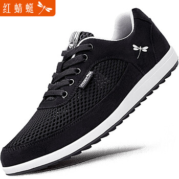 红蜻蜓reddragonfly男士网面透气韩版百搭耐磨防滑平底系带休闲鞋男c0