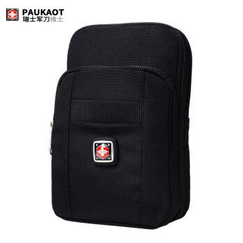 PAUKAOT维士（PAUKAOT）手机包男士穿皮带多功能竖款钥匙包工地手机腰包 黑色 小号6.4寸款12*18cm