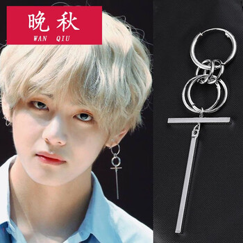 晚秋bts同款耳钉日韩国版时尚潮男耳坠长款耳环气质ins冷淡风情侣女