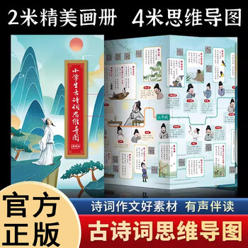 小学生古诗词思维导图（漫画版有声伴读画册）新课标涵盖小学生必背古诗词75+80首 古诗词漫画书图