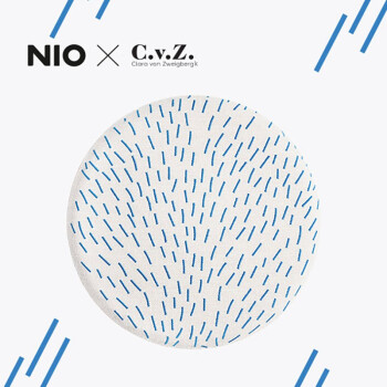 NIO X Clara设计师联名款淅沥小雨刺绣坐垫 蓝/白/橙