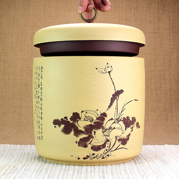 
                                        指间陶艺-紫砂紫泥七饼装 茶叶罐 存茶罐 醒茶罐 铜扣-段泥加厚七饼                