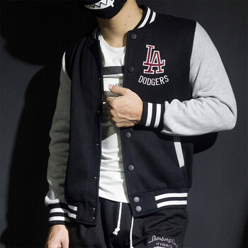 春秋运动棒球服男潮夹克外套 情侣棒球服男士大码休闲卫衣 la黑色-薄