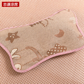 志谦家居 床品家纺 冰丝席 宝宝席二件套 儿童凉席加宝宝枕头 60*120cm 普通款 颜色随机发