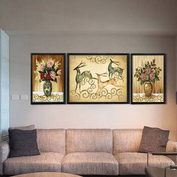 卖画人 现代简约画客厅创意装饰画沙发背景墙餐厅挂画壁画三联墙画有