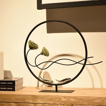 陶瓷铁艺摆件创意软装新中式禅意家居客厅电视柜餐厅玄关展厅摆件家居