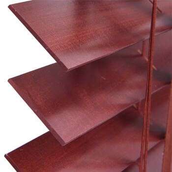 
                                        GRACEBLINDS 实木百叶窗帘 新品一线拉绳式百叶帘 省力系统百叶窗卷帘 MSJ-008栗色 50mm叶片+宽布带                