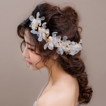 bybrana新娘头饰森女公主头花蕾丝花朵珍珠水钻结婚唯美头发花 19