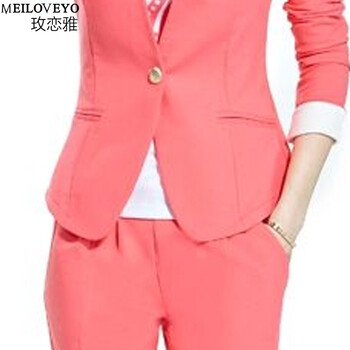 玫恋雅2016秋季新品 职业休闲卫衣套装 女士蕾丝小西装三件套运动休闲套装 高品质5328 西瓜红 M
