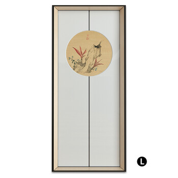 现代新中式装饰画客厅餐厅挂画荷花中国风后背景墙壁画组合竖版框 l 4