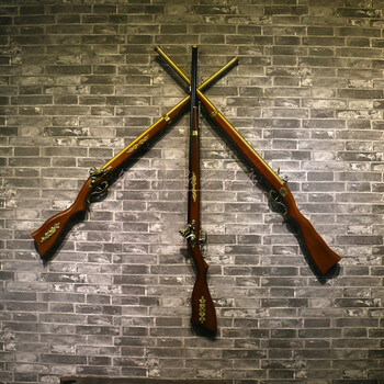 创意酒吧墙饰壁饰餐厅个性装饰西部墙上挂件美式工业风loft 三把长枪