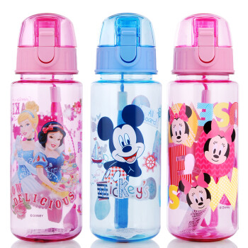 迪士尼（Disney）水杯儿童夏季塑料杯运动水壶随身杯子学生直饮杯防漏水瓶 粉公主
