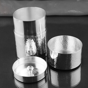 山德堂 纯银茶叶罐密封 小号茶叶盒 银茶具配件 大号约300g  350ml