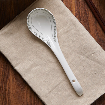 洁雅杰釉中彩大汤勺新中式陶瓷器餐具欧式大汤匙大调羹(1只装)绿韵