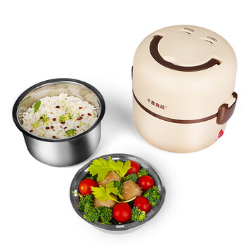 十度良品SD-901电热饭盒插电加热饭盒蒸煮热饭器双层不锈钢内胆