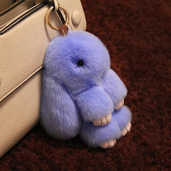 挂件车内挂饰品獭兔毛垂耳兔兔小兔子毛绒玩具手机挂饰钥匙扣 天蓝色