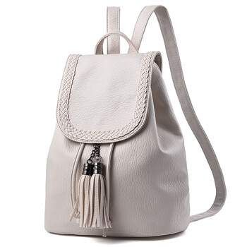 中年妈妈大容量旅游背包2018新款中老年人双肩包包女士送婆婆 米白