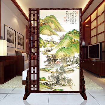 
                                        私人定制中式座屏 书房酒店隔断 办公室客厅双面屏风 022春风美景 160cm宽*180高 左镂空                