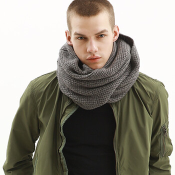 2016秋冬季新款韩版加厚针织羊毛男士脖套围脖 深灰色