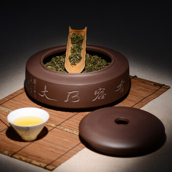 晨茗 宜兴紫砂茶叶罐大号手工茶缸原矿紫泥罐醒茶罐普洱散茶罐