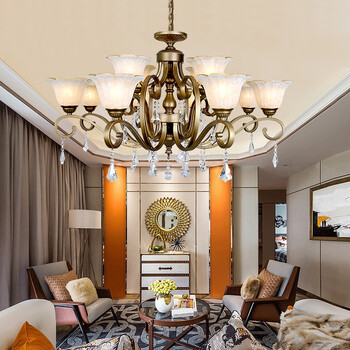 掌灯e购 欧式铁艺吊灯卧室餐厅客厅灯具简欧水晶餐厅吊灯9007 8 4头