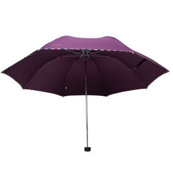 
                                        
                                                            天堂伞 三折晴雨伞碰击布拒氺男女经典商务伞57cm*8骨 307E2#包边深紫                