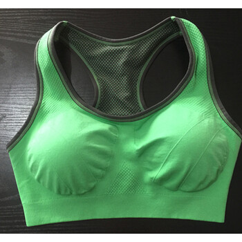 女专业速干防震运动文胸健身跑步内衣bra训练瑜伽背心 wx1013背心绿色