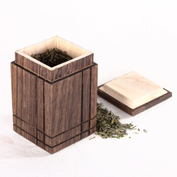 
                                                            自然之风 茶叶罐方形桐木茶叶罐实木储物收纳盒（1个） 手工艺茶具                