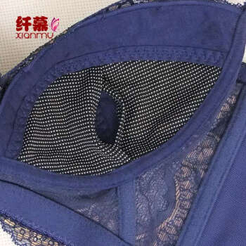 纤慕大码薄款收副乳无钢圈聚拢调整型文胸纯棉流行蕾丝刺绣内衣套装 万紫千红 75B