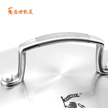 
                                        盛世凯美不粘锅无油烟无涂层燃气电磁炉通用18-10不锈钢炒锅 内径30cm炒锅                