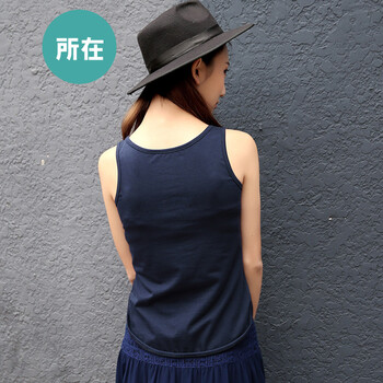 所在 2015早春新品 百搭圆领印花修身针织背心吊带 女53140188 蓝色 M