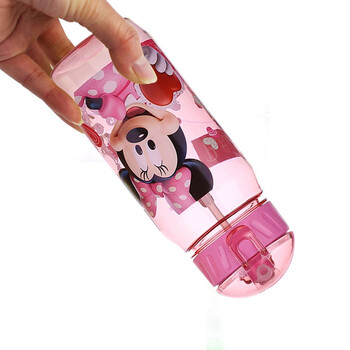 迪士尼儿童水杯 学生便携带吸管塑料杯子 400ML 米妮粉