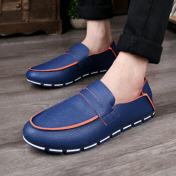 耀西 休闲鞋秋季新款套脚驾车懒人鞋男士皮鞋子一脚蹬豆豆鞋学生青年