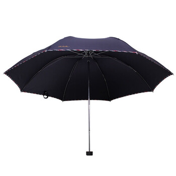 
                                        
                                                            天堂伞 三折晴雨伞碰击布拒氺男女经典商务伞57cm*8骨 307E1#包边深藏青                