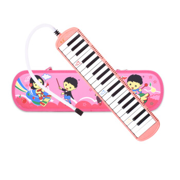 奇美QIMEI 37键课堂指定乐器小宝贝卡通口风琴 粉色皮革硬包  带吹奏说明