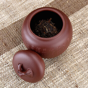 
                                                                                指间陶艺  宜兴紫砂茶叶罐全手工普洱罐大号醒茶罐茶盒  韵香罐                
