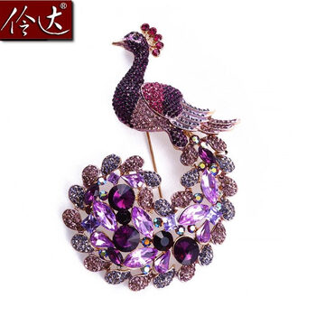 大胸针夸张满钻孔雀胸针时尚气质胸花披肩扣针女 h5061,,现货 花色