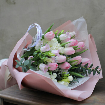 新品进口粉色郁金香花束母节生日礼物北京上海预定优雅
