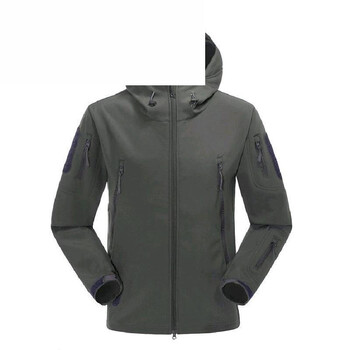 冲锋衣裤户外冲锋衣加厚软壳抓绒皮迷彩服情侣秋冬款 灰色 xs【图片 